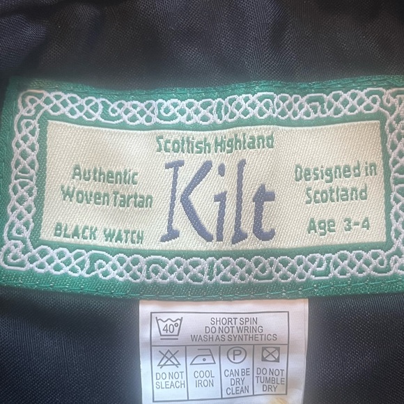 Scottish Highland Children’s 3-4 Black Watch Tartan Kilt Green Blue - Picture 6 of 7